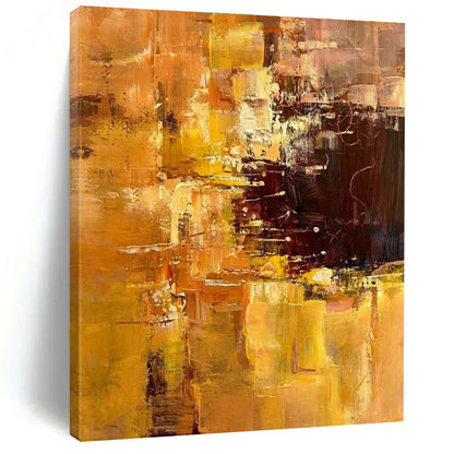 Acrylic Modern Art Paintings Orange, Yellow, and Brown Textured Abstract Art PT802