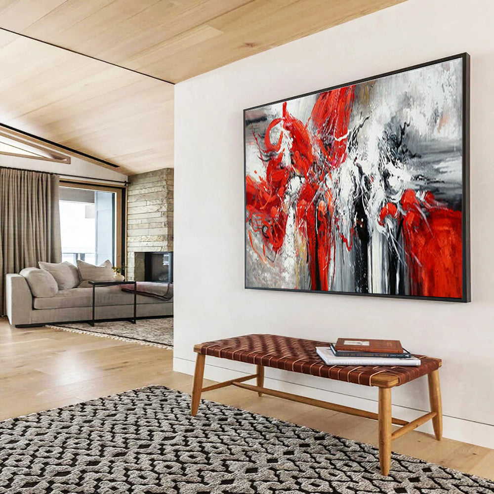 Paintings For House Red, White, and Black Expressive Abstract Art HPS330