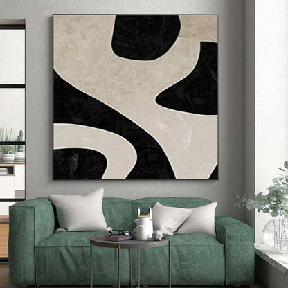 Large Size Black and White Organic Abstract Art PT678