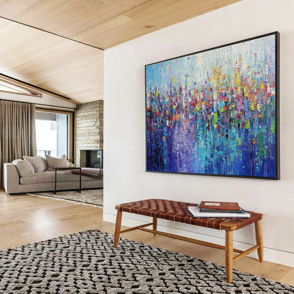 Large Painting In Living Room Multicolor (Blue, Purple, Red, Green) Textured Abstract Painting HPS248