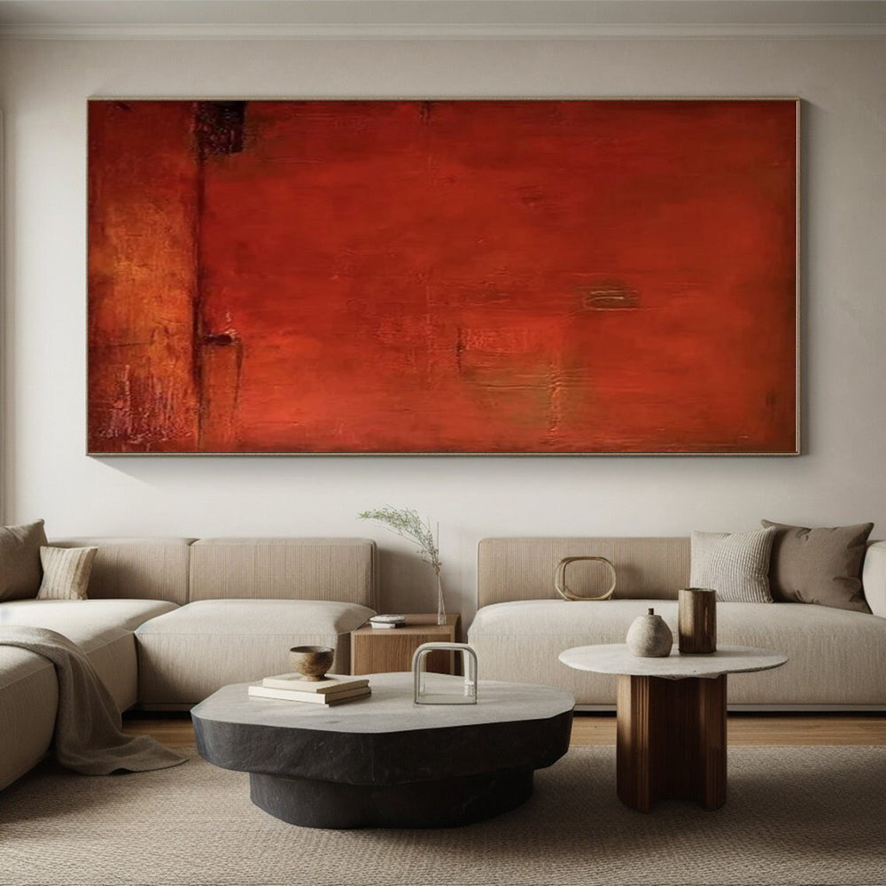 Unique Abstract Art Red Textured Abstract Composition, Acrylic Modern Art Paintings PT545