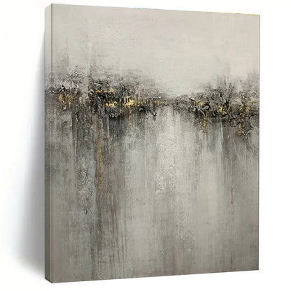 Hand-Painted Gray & Gold Abstract Textured Cityscape, Paintings For House DPS511