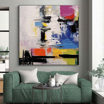 Handmade Art Multicolor Textured Abstract Composition, Large Size Modern Art Acrylic PT559