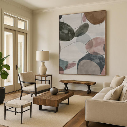 Acrylic Modern Art Paintings Multicolor Pebble Abstract Painting On Canvas PT026