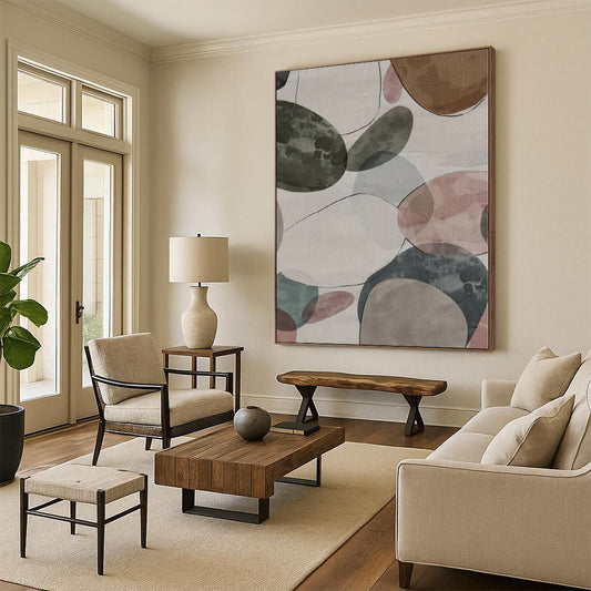 Acrylic Modern Art Paintings Multicolor Pebble Abstract Painting On Canvas PT026