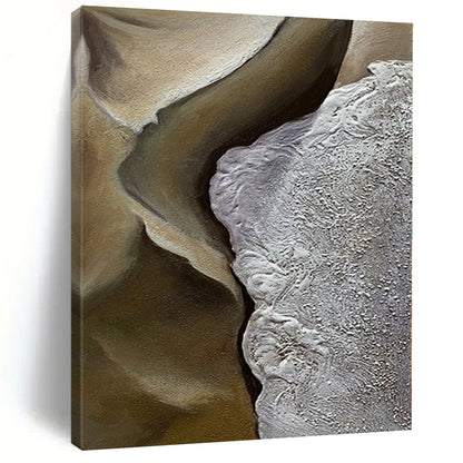 Large Size Abstract Painting with Beige and Gray Textured Forms, Large Painting In Living Room PT008
