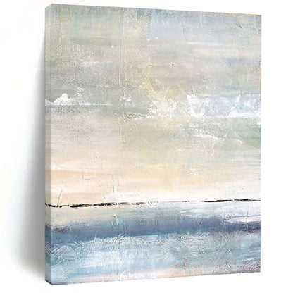 Large Contemporary Wall Art Blue, Beige, and Gray Textured Abstract Seaside Art DPS471