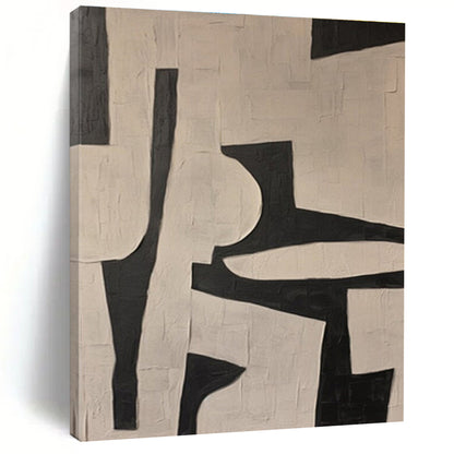 Cool Abstract Paintings in Black and White Geometric Shapes, Hand-Painted Acrylic Art PT300