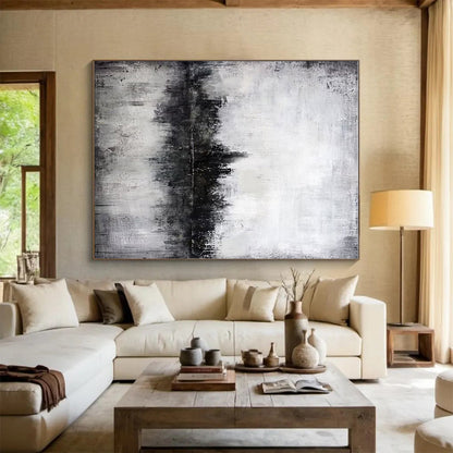 Acrylic Modern Art Paintings Black, White, and Gray Textured Landscape Abstract Art PT704