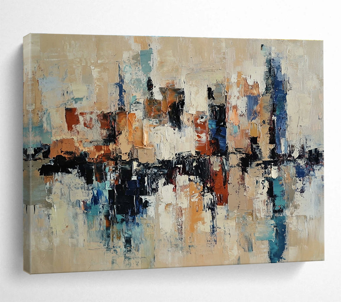 Paintings For House Multicolor Abstract Cityscape with Reflection HPS310