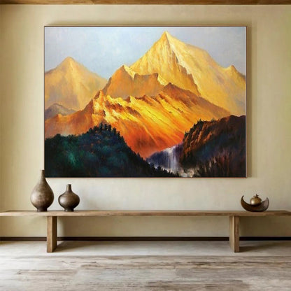 Hand Painted Art Golden Mountain Landscape Painting On Canvas HPS104