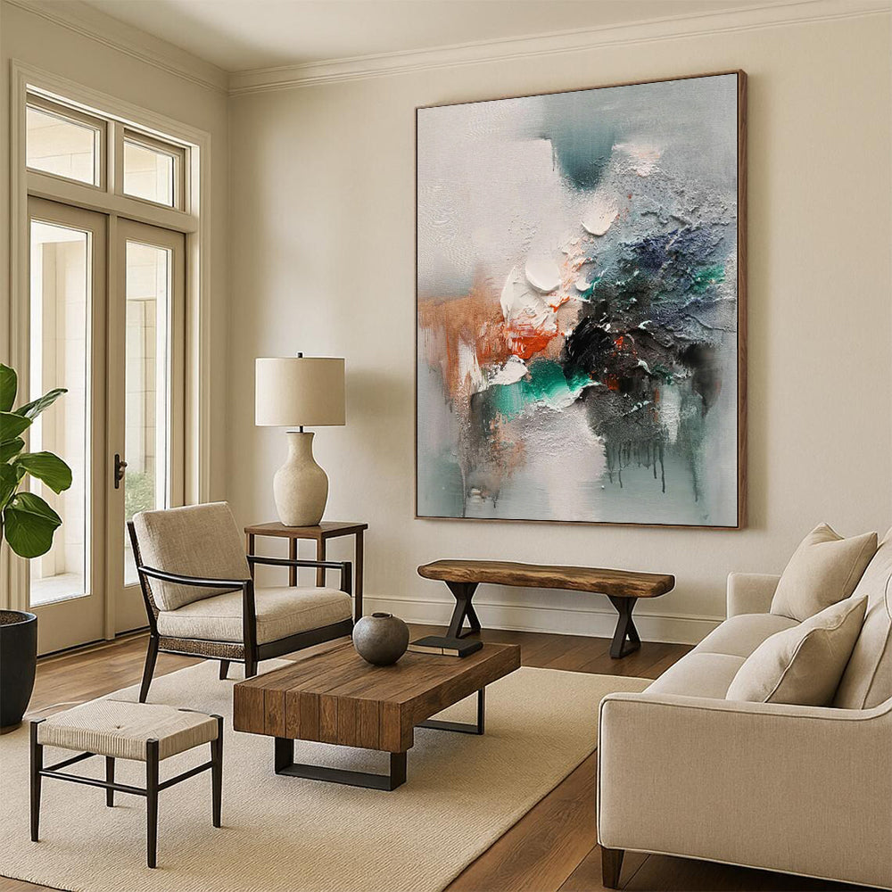 Acrylic Modern Art Paintings Multicolor Textured Abstract Painting On Canvas PT097