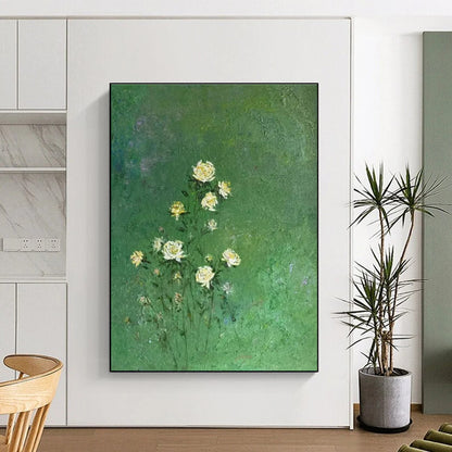 Hand-Painted Green & Yellow Floral Abstract, Paintings For House DPS504