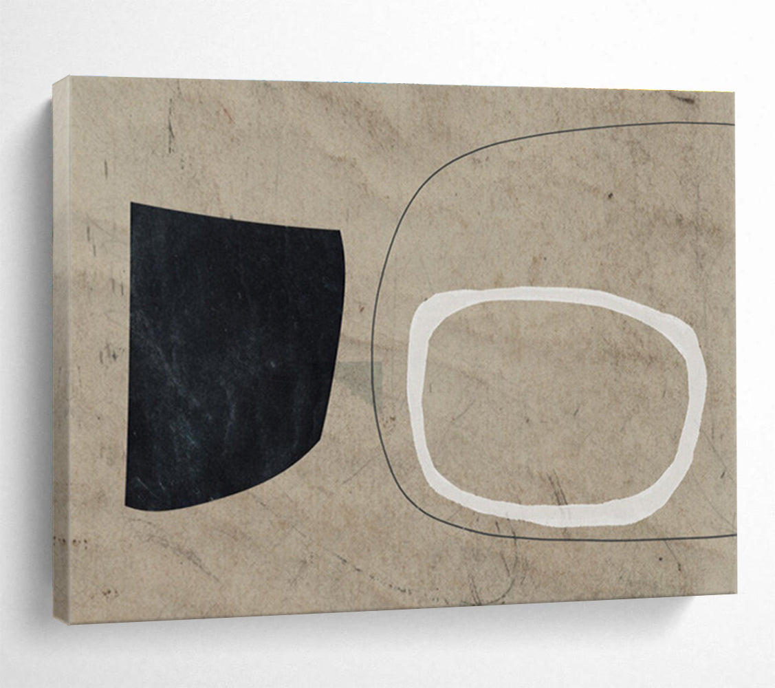 Unique Abstract Art Black, White & Beige Minimalist Geometric Art HPS215