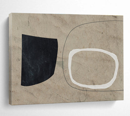 Unique Abstract Art Black, White & Beige Minimalist Geometric Art HPS215