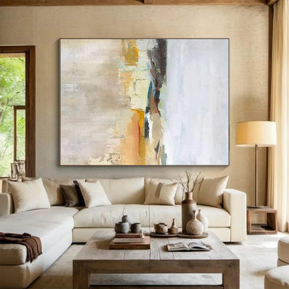 Large Painting In Living Room Neutral Tones Landscape-Inspired Abstract Art PT619