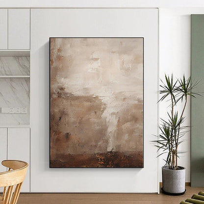 Large Painting In Living Room Beige & Brown Textured Abstract Painting On Canvas PT070