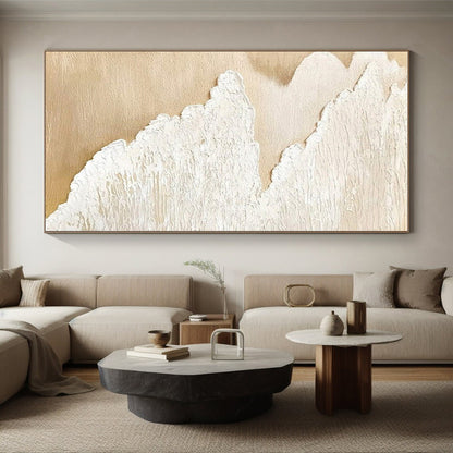 Hand Painting Beige and White Textured Coastal Abstract Art PT679
