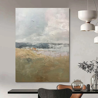 Buy Abstract Art Online Gray, Beige, and Blue Textured Abstract Landscape Art DPS464