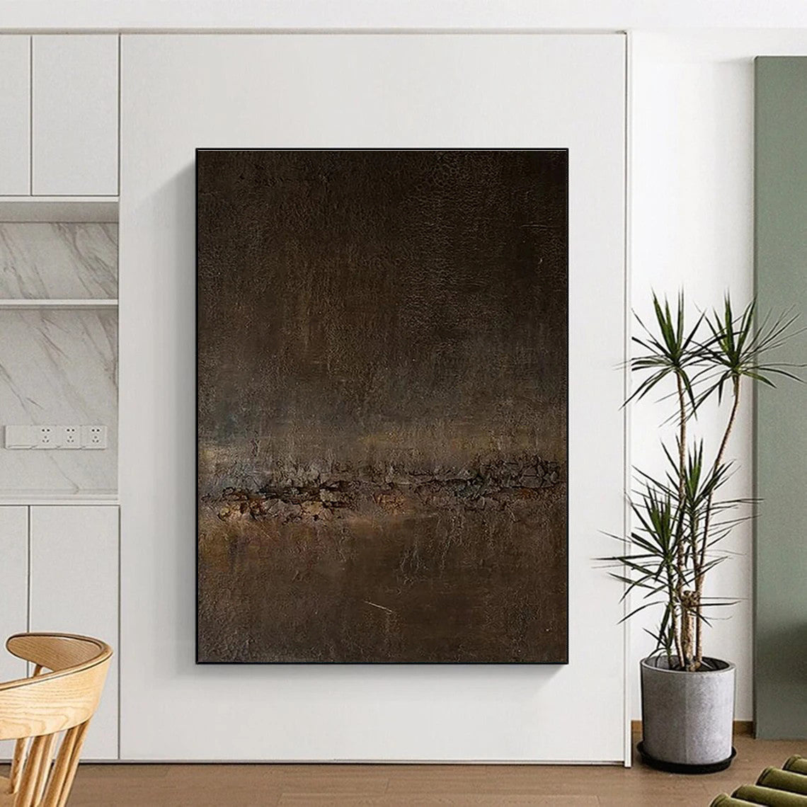 Huge Size Dark Brown Textured Abstract Art, Acrylic Modern Art Painting PT314