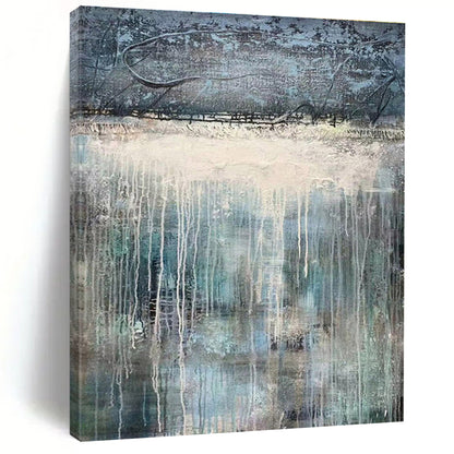 Large Painting In Living Room Blue, Gray, and White Textured Abstract Landscape Art DPS470