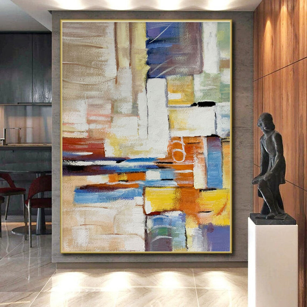 Modern Art Acrylic Multicolor Geometric Abstract Art for House PT458