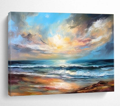 Cool Abstract Paintings Multicolor Seaside Sunset Expressive Art HPS338
