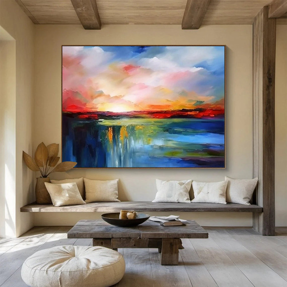 Buy Abstract Art Online Multicolor Abstract Sunset Landscape Art HPS369