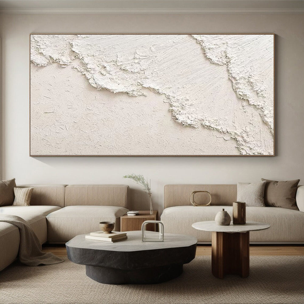 Acrylic Modern Art Paintings White Textured Abstract Painting On Canvas PT077