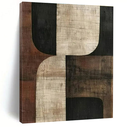 Large Size Brown, Black, and Beige Geometric Abstract Art PT818