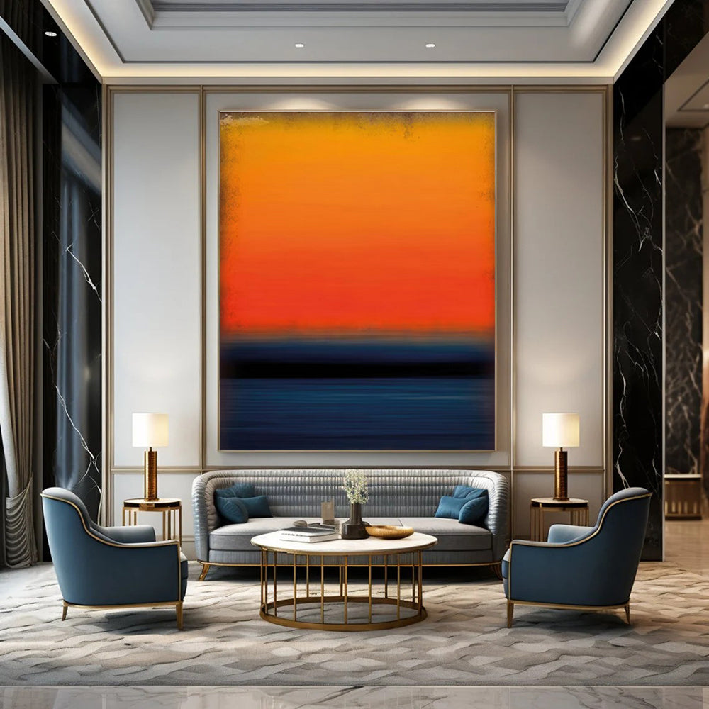 Buy Abstract Art Online Orange & Blue Gradient Sunset Abstract, Modern Art Acrylic DPS494