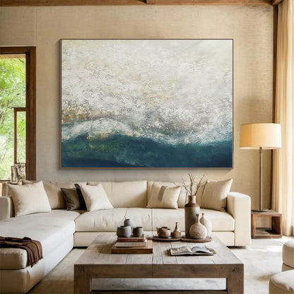 Hand-Painted Neutral Tones Textured Sea Abstract Painting On Canvas HPS081