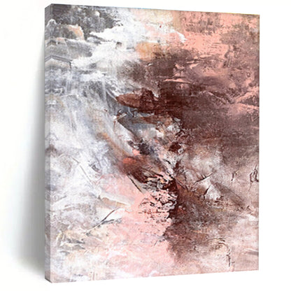 Large Size Abstract Art in Brown, Pink, and Gray, Hand Painted Modern Piece PT287