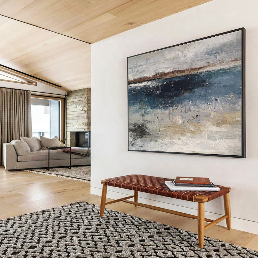 Minimalist Canvas Art Neutral Tones Textured Coastal Abstract Painting On Canvas HPS077