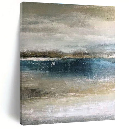 Hand Painted Art Blue and Gray Abstract Seaside Scene, Acrylic Modern Art Painting PT511