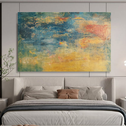 Acrylic Modern Art Paintings Blue, Yellow, Green & Pink Abstract Painting HPS292