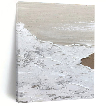 Gaint Canvas Art White, Beige, and Gray Textured Abstract Seaside Art DPS457