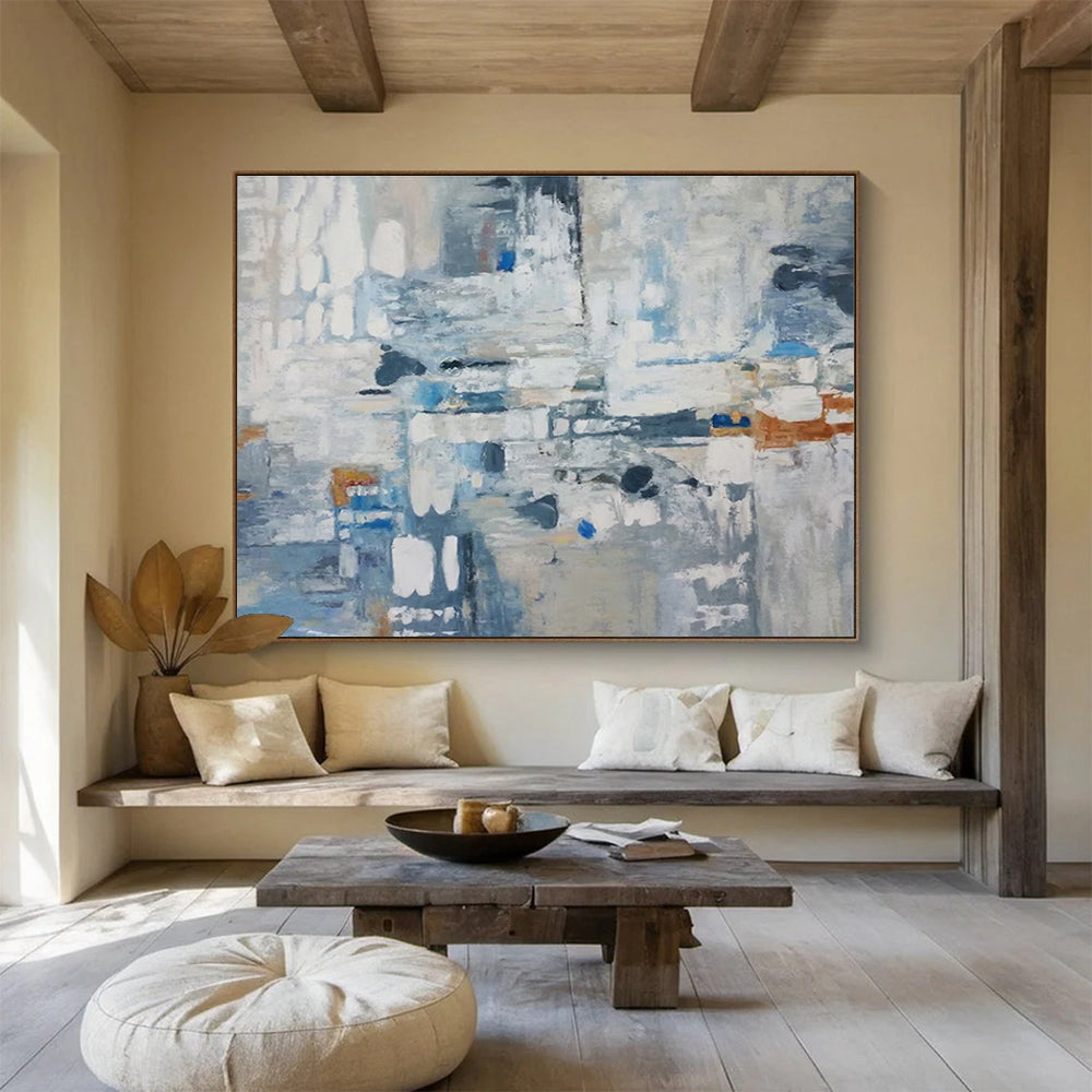 Cool Abstract Paintings Blue, Gray & Orange Abstract Urban Art HPS177