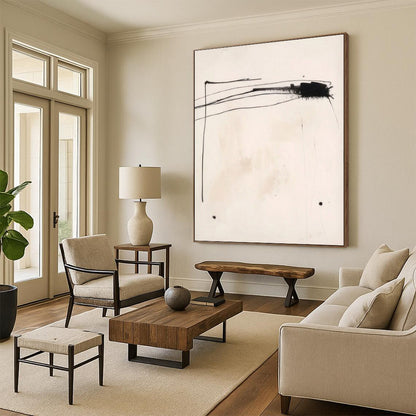 Minimalist Canvas Art Black and White Linear Abstract Art PT663