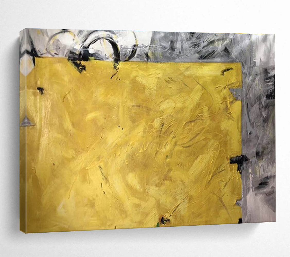 Oversized Abstract Wall Art Yellow & Gray Abstract Textured Art HPS218