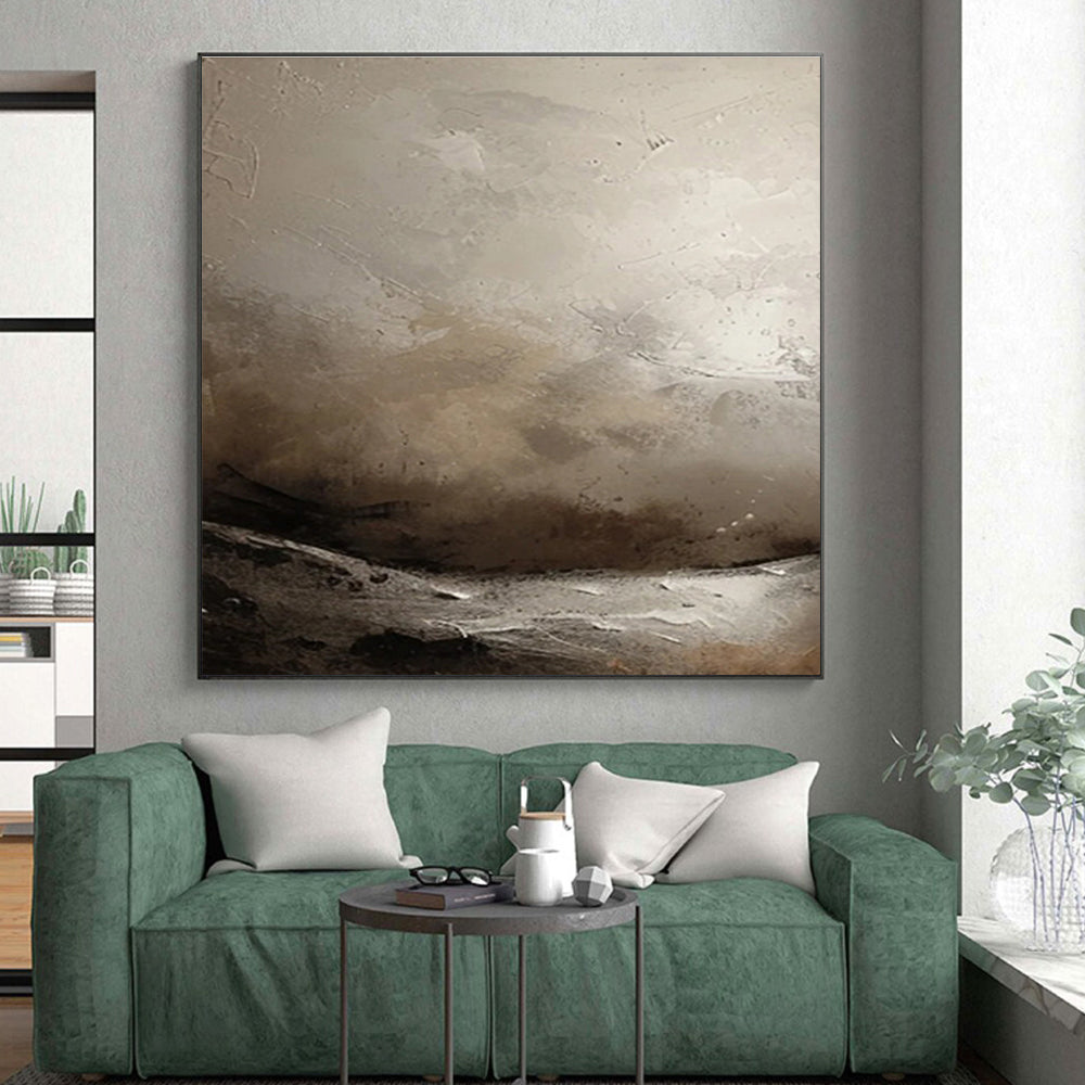Cool Abstract Paintings Gray Beige Textured Abstract Landscape Art PT488