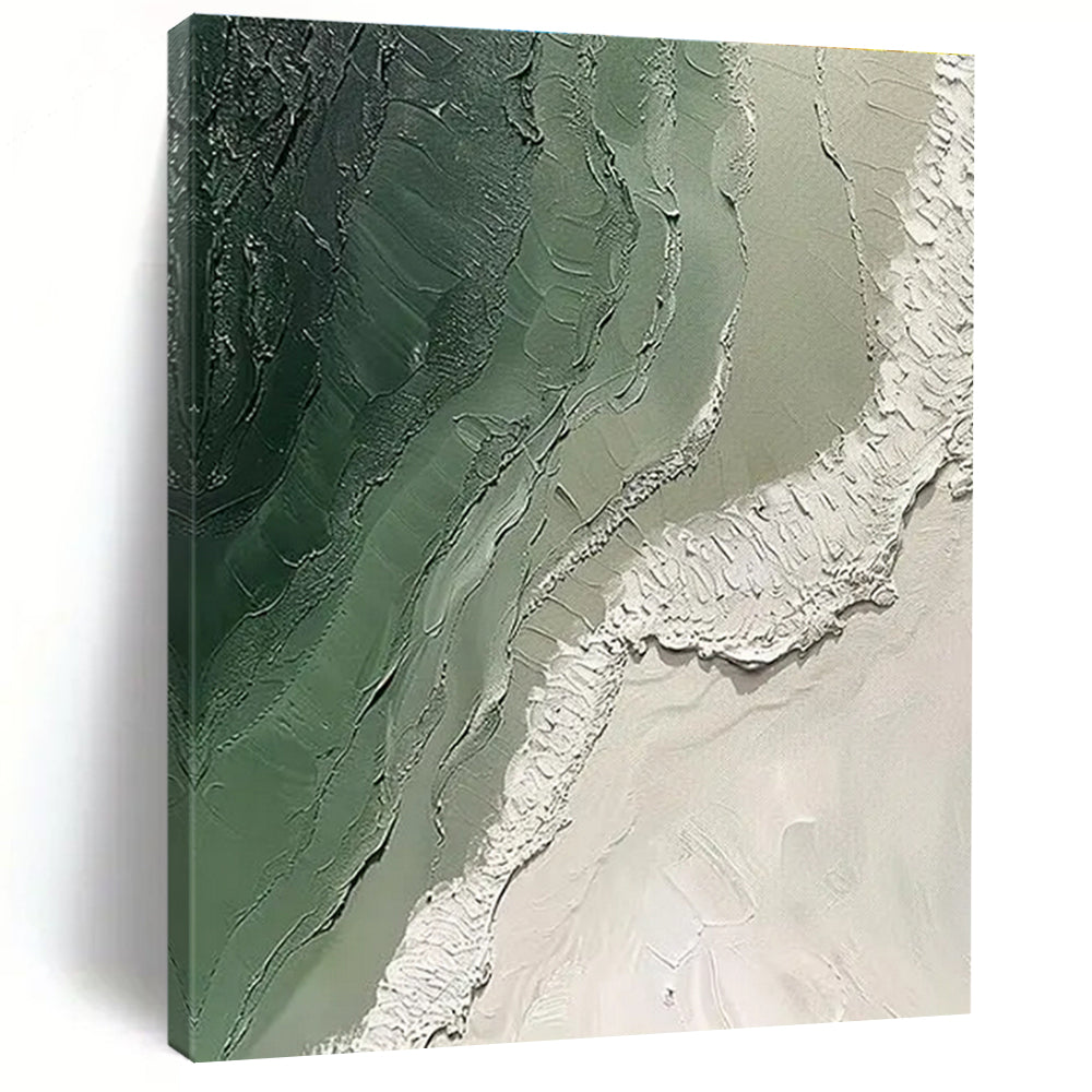 Cool Abstract Paintings Green and White Textured Abstract Art PT816