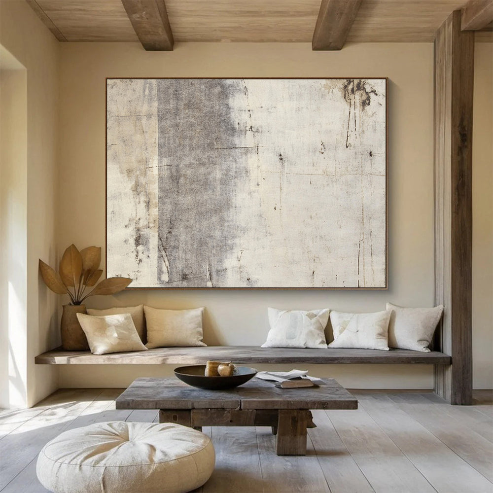Minimalist Canvas Art Gray & Beige Textured Abstract Painting HPS256
