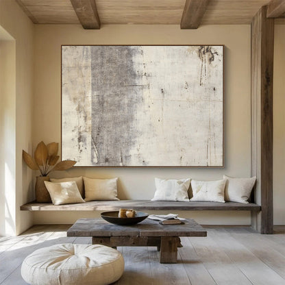 Minimalist Canvas Art Gray & Beige Textured Abstract Painting HPS256