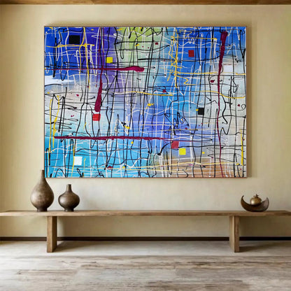 Oversized Abstract Wall Art Colorful Linear Abstract Art HPS150