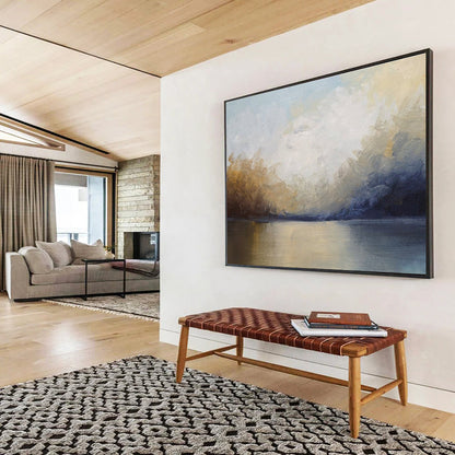 Modern Art Acrylic Blue, Beige & Gray Abstract Coastal Art HPS169