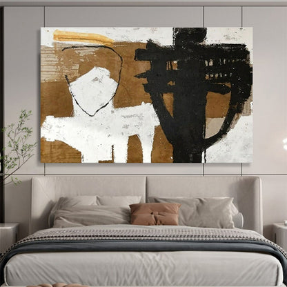 Huge Size Black, White, and Brown Abstract Figurative Art HPS383