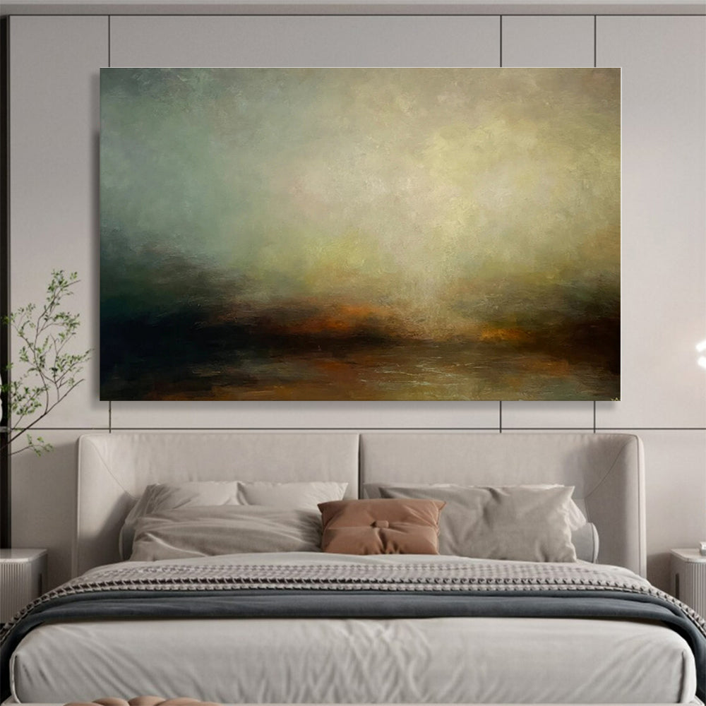 Minimalist Canvas Art Earthy Tones Misty Landscape Abstract Painting On Canvas HPS135