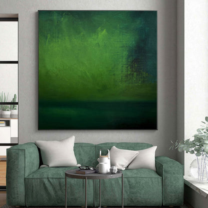 Hand Painting Green Textured Abstract Painting On Canvas PT042