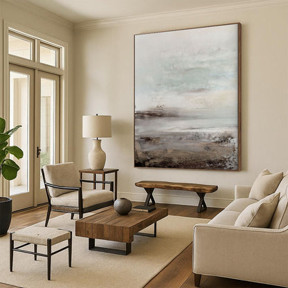 Large Size Beige, Grey, and Brown Abstract Landscape Textures Art PT237